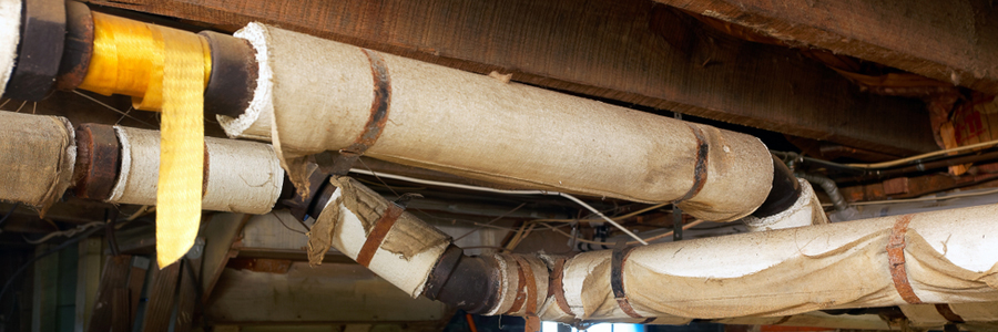 Asbestos pipe lagging on heating systems